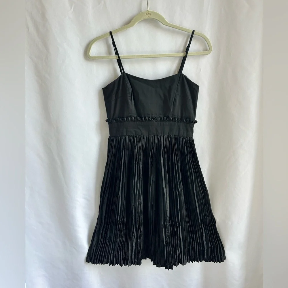 french connection pleated dress French Connection Cotton Sateen Pleated Midi Dress Navy  La Jolie MLN